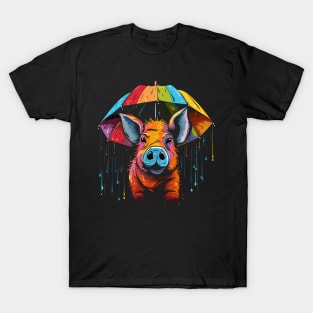 Warthog Rainy Day With Umbrella T-Shirt